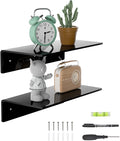 Sezanrpt 12 Inches Acrylic Wall Shelves 2 Pack, Floating Shelf for Wall Mounting, Acrylic Display Ledges for Funko Pop Figures, Home Décor, Living Room, Gaming Room, Plants(12 inch, Black) by Sezanrpt