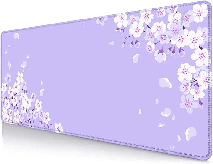 IMAYONDIA Sakura Japanese Desk Mat, Cherry Blossom Large Gaming Mouse Pad, Elegant Floral Mousepad for Women, Purple Flowers Aesthetic Desk Pad for Work Decor, Game, Office, 31.5x11.8 by IMAYONDIA