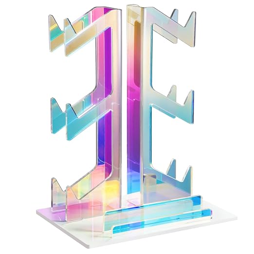 NiHome Iridescent Acrylic 3-Tier Game Controller Holder Headset Stand for PS5 Xbox ONE, Universal Game Controller Organizer Stand Anti-Slip Stable Gaming Accessories Stand (White Base) - Image 8
