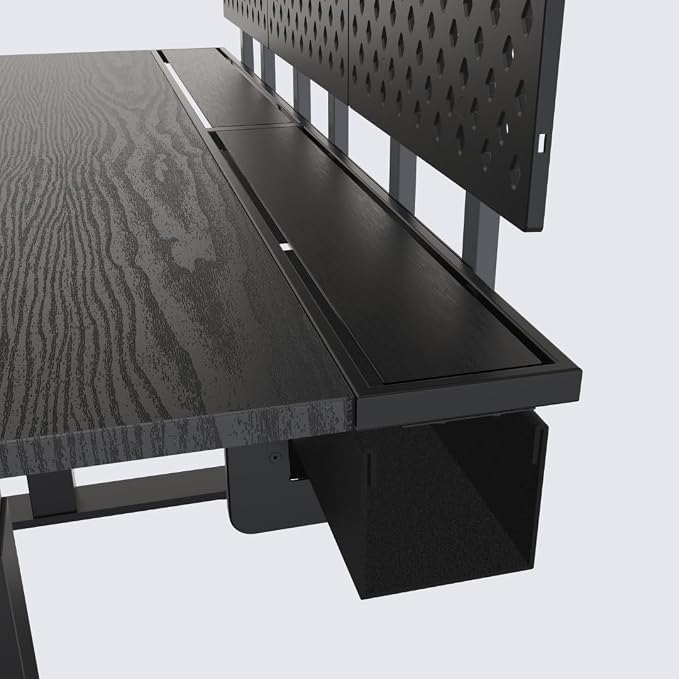 Dezctop Bifrost Series Gaming PC Computer Desk with Shelves, Large Workstation for Gamers or Home Office with Pegboard, Built-in Cable Management, Stainless Steel Frame (Ash Black, 47W x 28D) - Image 4