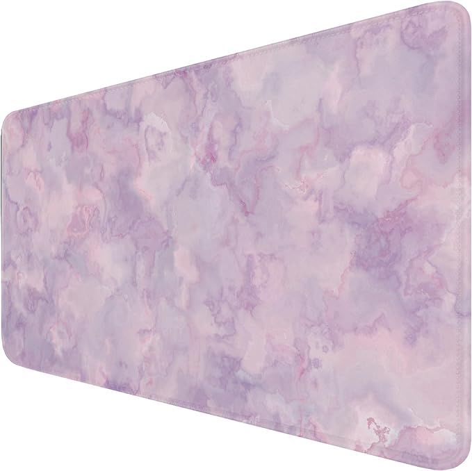 Large Extended Gaming Mouse Pad with Stitched Edges, (31.5X15.7In) Durable Non-Slip Natural Rubber Base, Waterproof Computer Keyboard Pad Mat for Esports Pros/Gamer/Desktop/Office/Home, Marble Purple by Hsmienk