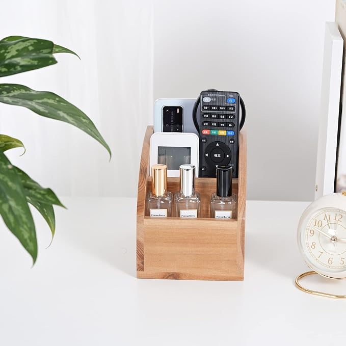 Vintage Wooden Mail Sorter Rustic Wood Desk Organizer With 3 Compartment Wood Caddy Media Basket for Desktop, Tabletop or Counter Good for TV Remote Holders Mailbox Home Decor Office Supplies Storage - Image 5