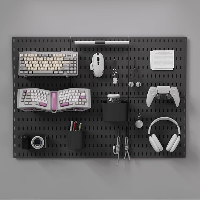 Gliging Controller and Keyboard Holder Wall Mount, Modular Gaming Pegboard with Accessories, Wall Organizer Peg Board for Keyboard Xbox PS5 PS4 Switch, Video Game Storage(33″×22″) - Image 5