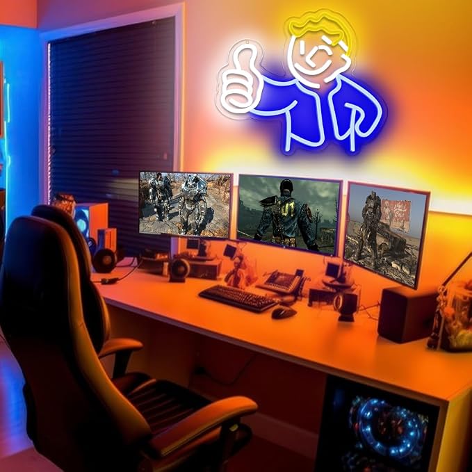 Gaming Neon Sign Vault Boy Neon Signs for Wall Decor Game Neon Light Gamer Mave Cave Bedroom Vault Boy Neon Light LED Signs for Wall Light Up Game Neon Signs for Gamer - Image 5