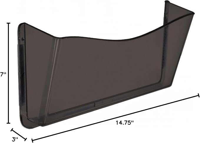 Azar Displays 250045-SMK Plastic Wall Mount File Holder with Magnets Smoke Colored, 4-Pack - Image 3