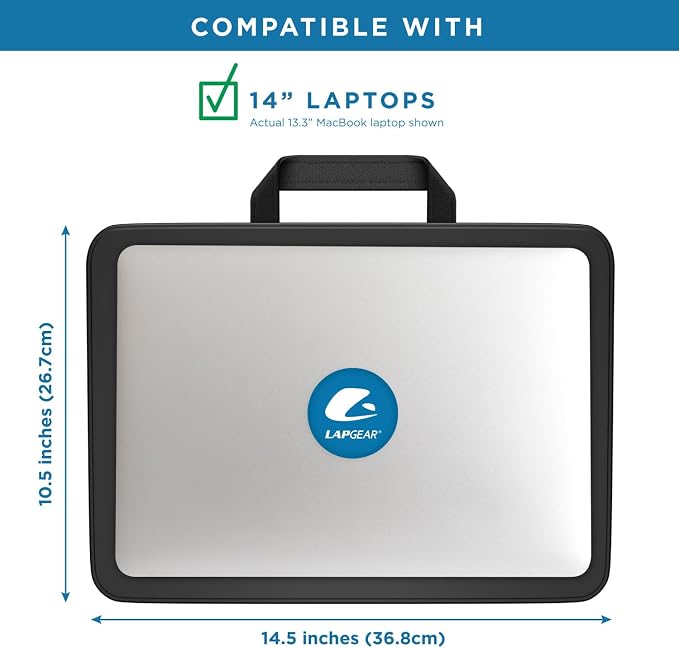 LAPGEAR Compact Lap Desk – Black, Fits 14" Laptops - Image 3