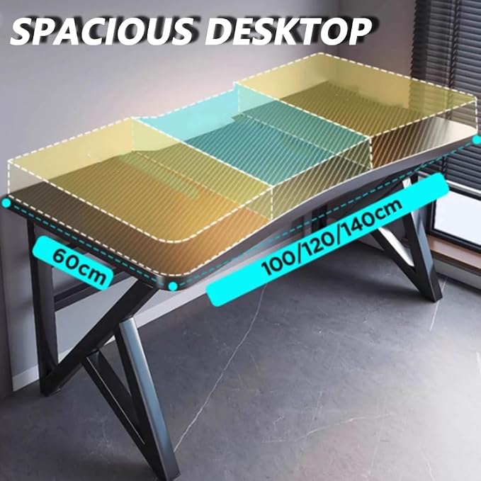 Multi-Functional Gaming Desk with Built-in Monitor Stand, Pegboard Hutch, RGB Lighting, Cable Management, Wireless Charger & Power Outlet, Designed for Gaming Setup Home Office Desk Desk A 100cm - Image 2