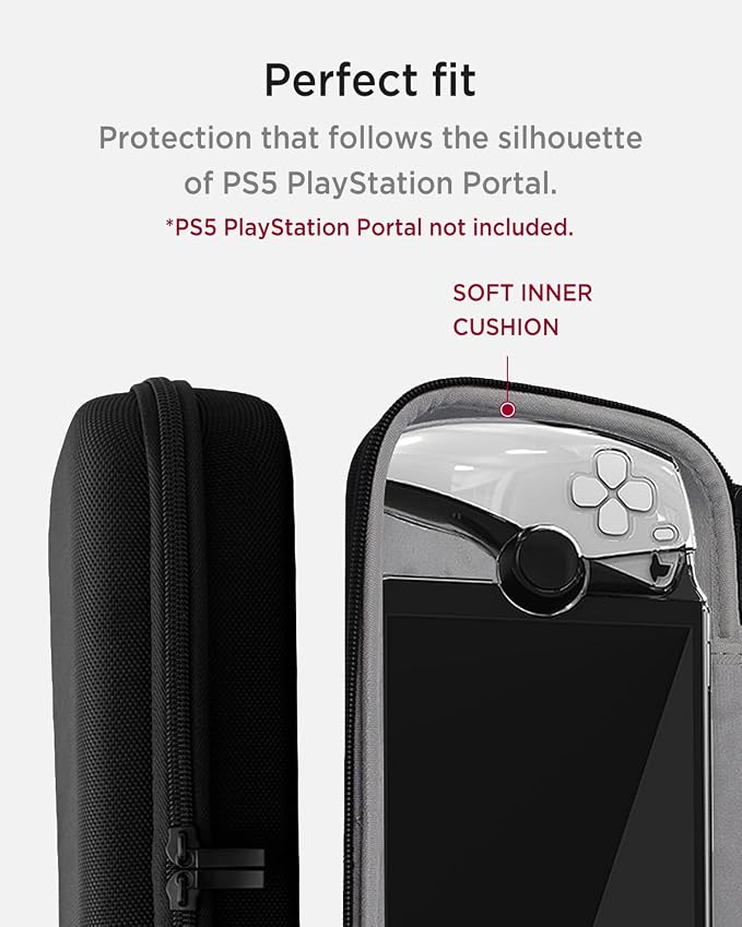 Miimall Compatible with PlayStation Portal Travel Case, PS Portal Carrying Case PU + EVA Shockproof Anti Scratch Hard Travel Carrying Case Travel for Sony PlayStation Portal Remote Player Black - Image 3