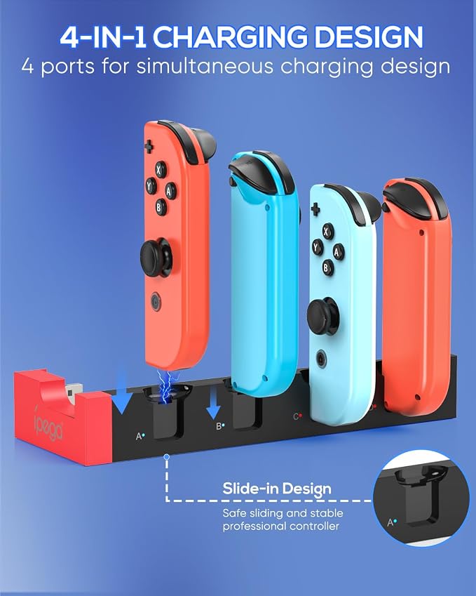Switch 1 & Switch OLED Controller Charger Dock, FYOUNG Charging Dock for Switch OLED, 4 in 1 Portable Fast Charger Staion for JoyCon Accessories with USB Type-C Cord - Image 2