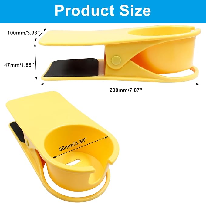 Jiozermi Drinking Cup Holder Clip, Desk Drink Holder with Clip,Yellow - Image 2