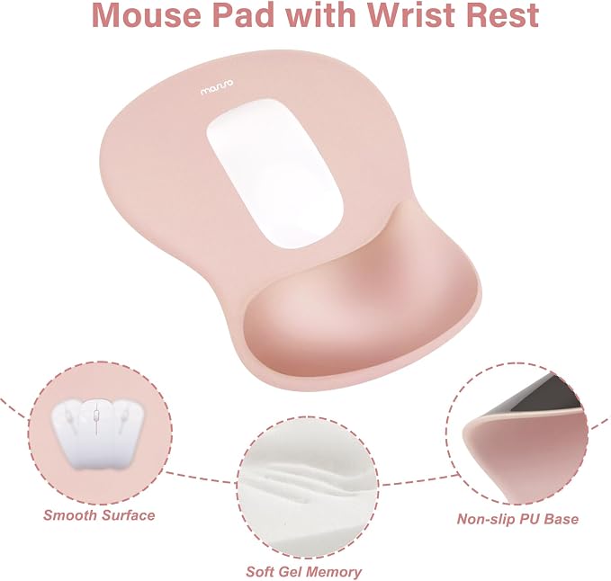 MOSISO Wrist Rest Support for Mouse Pad & Keyboard Set, Peach Fuzz - Image 3