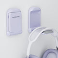 MAMUVIMO Headphone Stand, Headset Stand Foldable ＆ Sticky, Headphone Holder Hook Mount with Non-Slip Silicone, Adhesive Earphone Desk Hanger Clip Space-Saving for Airpods Max, All Earphones- Purple by MANMUVIMO