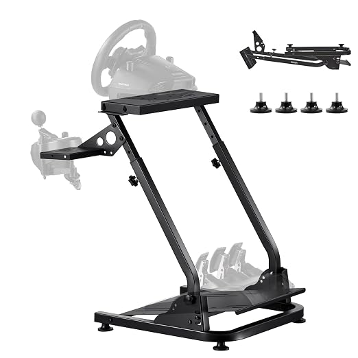 VEVOR Racing Wheel Stand, Adjustable & Foldable Simulator Stand for Logitech G29 G27 G920 G923, Thrustmaster T300RS T300GT T248 TS-PC TSXW Gaming Cockpit,Pedals Simulator NOT Included by VEVOR
