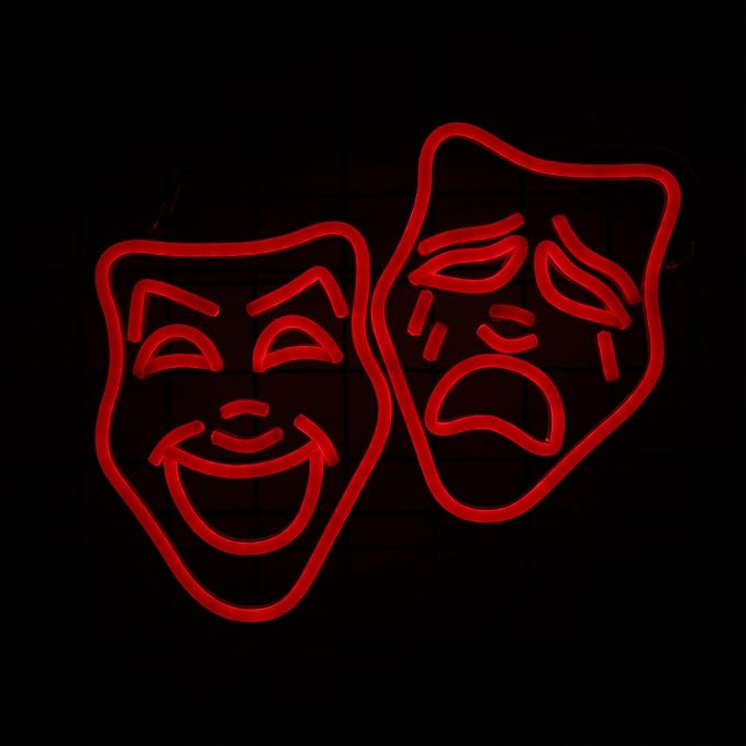 Theater Mask Neon Sign for Home Theater Room Decor Comedy Tragedy Theater Masks Wall Art for Movie Classroom Room Decor Theater Masks lamp - Image 2