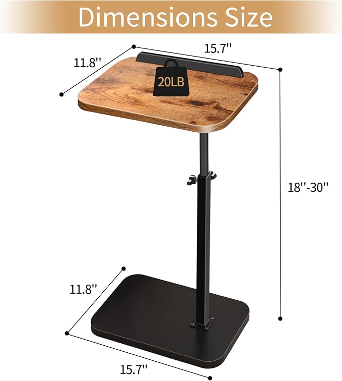Small End Table Adjustable Height Side Table for Small Spaces - Image 2