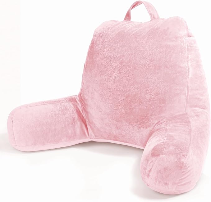 Sasttie Reading Pillow for Bed, Back Pillow for Sitting Up, Pink by SASTTIE
