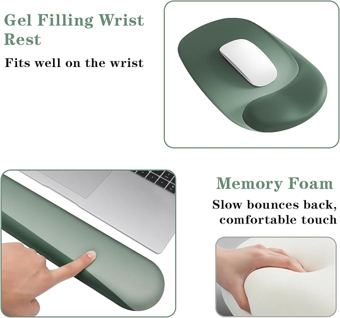 Wrist Rest for Keyboard and Mouse, Ergonomic Gel Computer Keyboard Wrist Rest with Memory Foam, Keyboard Wrist Support Pad for Long Hours of Work, Gaming, Studying-Relieve Wrist Pain - Image 3