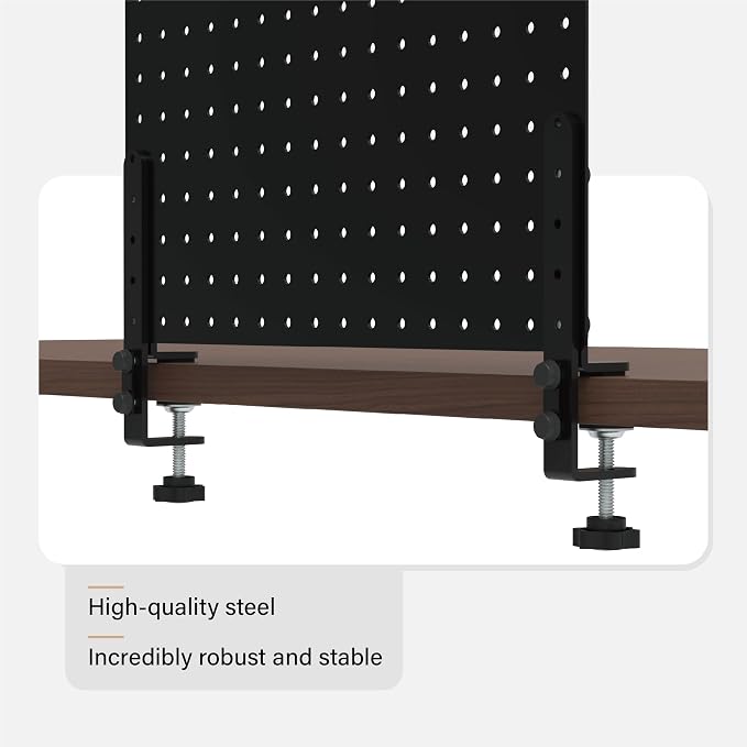 HUHOLE 32 x 12 Inch Clamp On Desk Pegboard Complete Kit | No Drill Metal Privacy Panel and Organizer with Accessories for Home Office, Gaming Setup, Cables and Supplies - Image 4