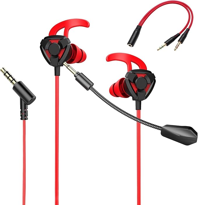 Gaming Headset with Microphone Wired Gaming Earbuds PC for One PS4 PS5 Nintendo Switch PlayStation 5 Games Mobile Phone,Detachable Earphones Noise Cancelling Gaming Headphones with Mic by YYUNJINI