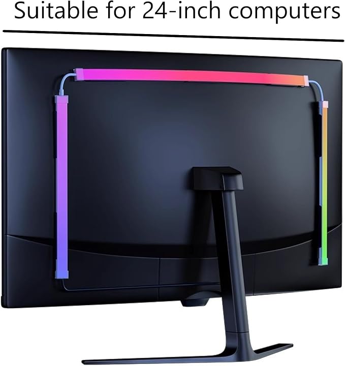Monitor LED Backlights, RGB Screen Desk Light PC, Computer Light Bar Behind Monitor, LEDs for Desk Gaming, USB Port, LED Strip Lights that Sync with Screen Color or Music(24 inches) - Image 2