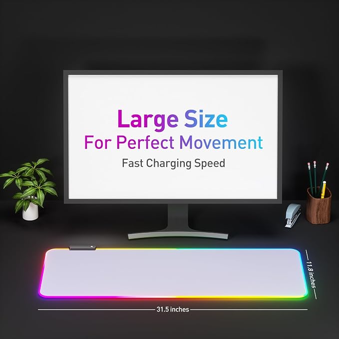 RGB Mousepad Led Mouse Pad, Large Mouse Pad,Led and Big Mouse mat(White) - Image 2