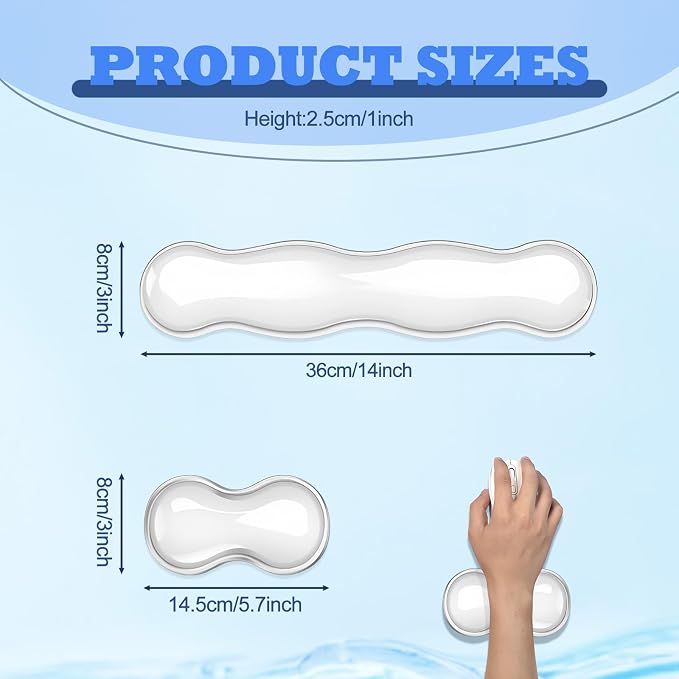 Silicone Gel Keyboard and Mouse Wrist Rest Set, Ergonomic Cool Non-Slip Pad for Typing Pain Relief, Comfort Support for Office Home Computer Laptop, White ﻿ ﻿ - Image 3