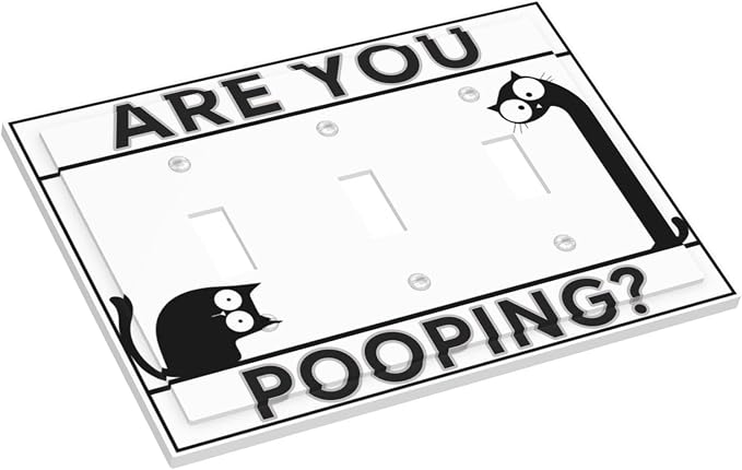 Decorative Light Switch Covers Funny Bathroom Art with Are You Pooping Sign 3 Gang Wall Plate Covers Triple Toggle Electrical Switchplate 3 Hole Dimmer Faceplate for Country Farmhouse Decor - Image 3