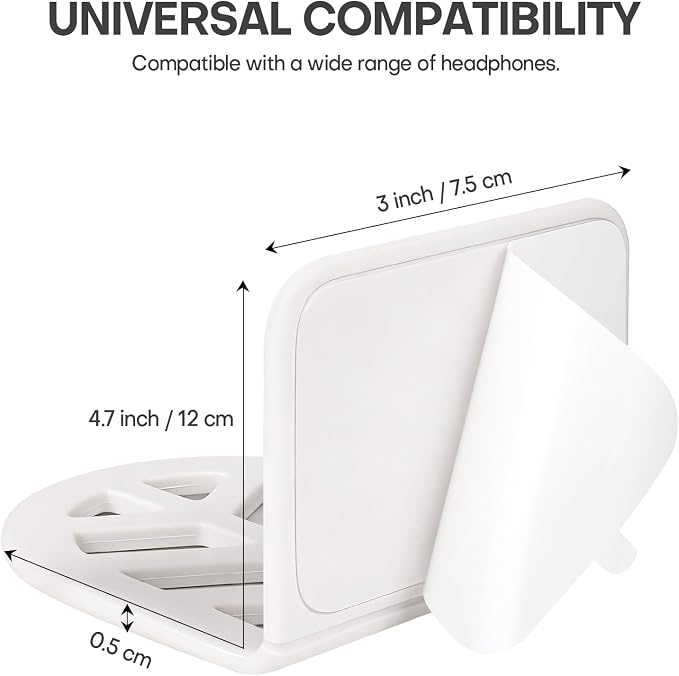 Wall Mount Headphone Stand, 2-in-1 Bendable Silicone Controller Holder, Adhesive Under Desk Hook for Gaming Office & Home, Fits All Headphones for PS5 Xbox Controllers - 1 Pack (Black/White) - Image 3