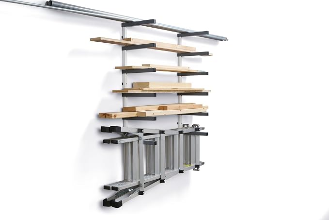 Bora 6 Level Lumber Storage Rack Wood and Garage Organization Space Saving Metal Shelf for Pipes, Boards, Plywood, and Building Materials - PBR-0620 White Gray - Image 10