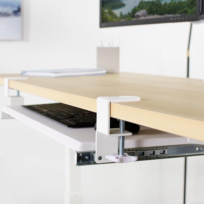 VIVO Large Clamp-on Computer Keyboard and Mouse Under Desk Slider Tray, 27 x 11 inch Pull Out Platform Drawer, White, MOUNT-KB05W - Image 9