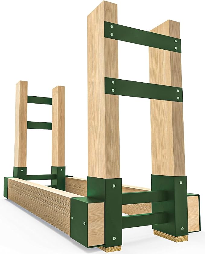 Outdoor Firewood Rack Bracket Kit for 2x4 lumber, Green, 1 Pair by Fiwithy