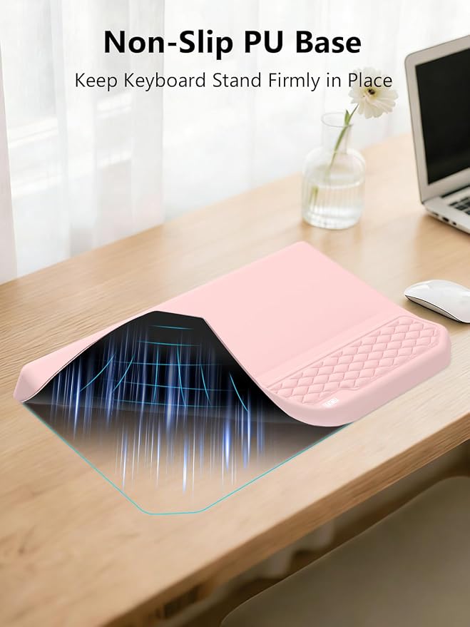 2-in-1 Ergonomic Keyboard Stand with Wrist Rest, Pink - Image 5