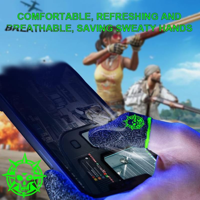 Gaming Finger Sleeve, 28-Needle Knitting, Silver Glass Fiber Material, Washable and Breathable with Metal Storage Box (Green) - Image 6