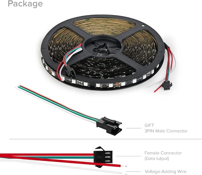 BTF-LIGHTING WS2811 Addressable RGB LED Strip DC24V 32FT 600LED 100Pixel - Image 7