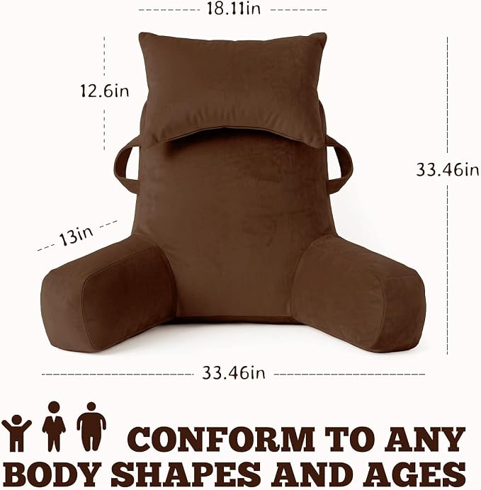 Reading Pillow for Bed,Back Pillow for Bed Sitting Up,Lumbar Support Pillow - Image 2