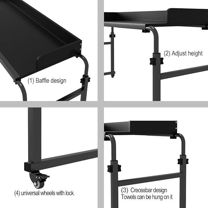 LINGMI Overbed Table with Wheels, Bed Desk Recliner Table(Black) - Image 6