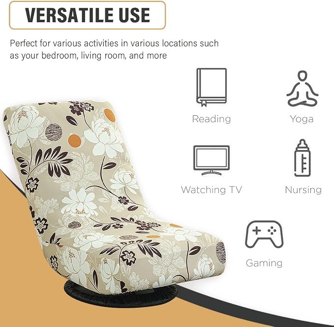Swivel Reclining Folding Floor Gaming Chair Cover Printed Lazy Boy Chair Slipcover Lounge Folding Sofa Seat Covers for Teens and Adults, 11 - Image 4