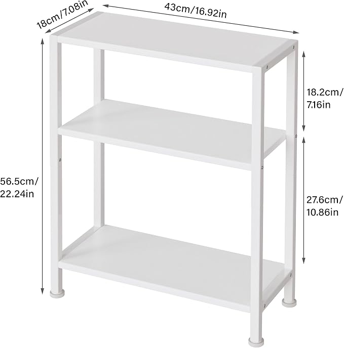 3-Tier Side Table Set of 2, Small End Table, Sofa Side Table for Narrow Spaces, Slim End Table, Nightstand Table, for Living Room Bedroom Office, White - Image 3