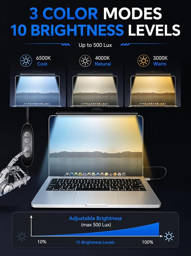 Laptop Monitor Light Bar with Clip USB LED Task Lamp No Screen Glare - Image 6