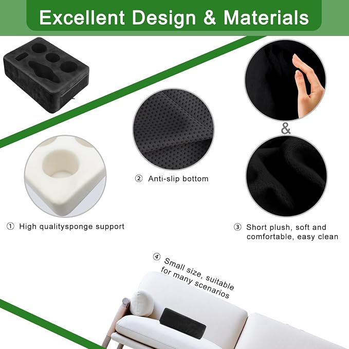 Couch Bed Cup Holder Pillow, Nisdoing 5 Hole Couch Drink Holder! Keep Drinks Hand Side and KeepTemp, Prevent Spills and Use Anywhere.Cup Holder for Couch, Bed,Camping,RV,Car,Beach.Black - Image 7