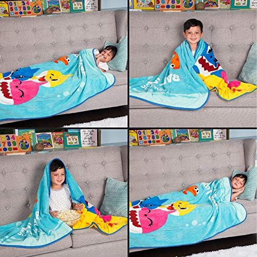 Franco Kids Bedding Super Soft Micro Raschel Throw, 46 in x 60 in, Baby Shark - Image 4
