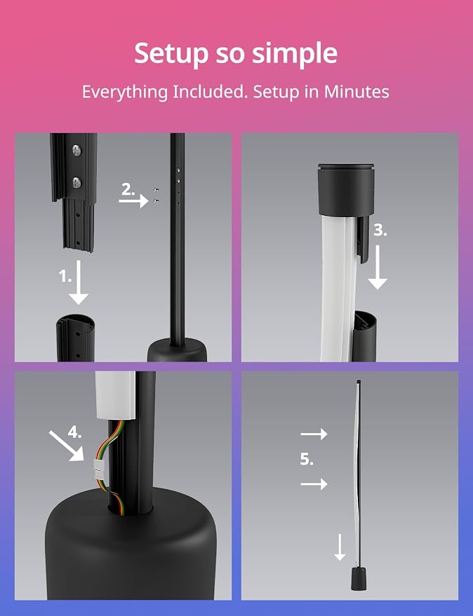 Ailofy Corner Floor Lamp, 1500lm RGBW LED Lamp, Alexa & Google Assistant Compatible, 16 Million DIY Colors, Music Sync, App Control, Modern Smart Floor Lamp for Living Room, Bedroom, Black - Image 8