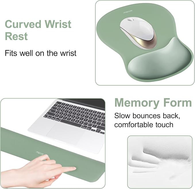 MOSISO Wrist Rest Support for Mouse Pad & Keyboard Set, Green - Image 4