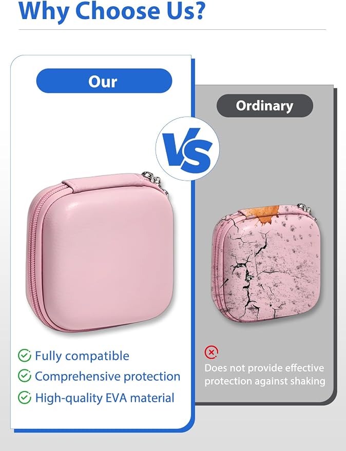 for Anbernic RG Rotate EVA Carrying Case, Hard Shell Travel Pouch with Soft Mesh Pocket, Shockproof Protective Bag with Lanyard – Portable for Console & Accessories (Pink) - Image 5