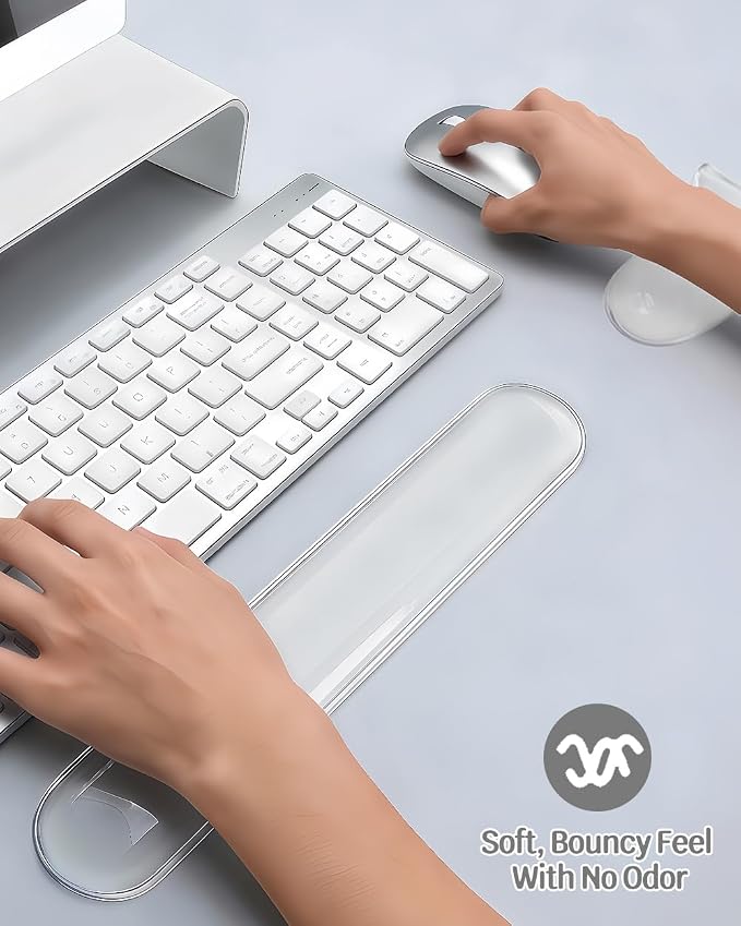 Clear Gel Keyboard Wrist Rest with Mouse Pad Wrist Support, Ergonomic Wrist Rest for Computer Keyboard and Mouse, Non-Slip Cooling Keyboard Pad for Office, Gaming & Laptop (Clear) - Image 5