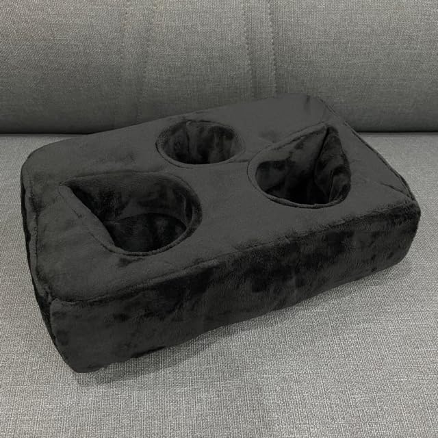 Couch Cup Holder Pillow, Couch Drinks Remotes Holder for Center of Couch, for Sofa, Bed, RV, Car (Black) - Image 2