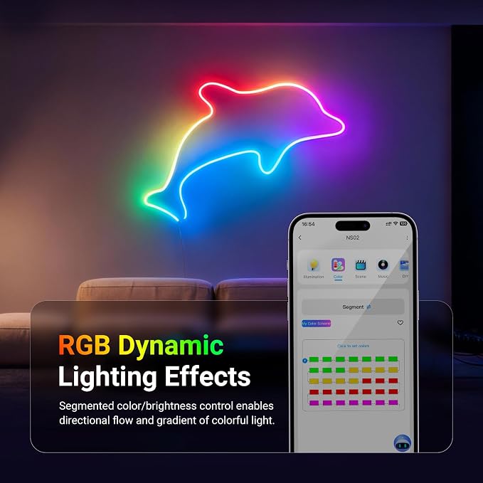 NEEWER 9.84ft/3m LED Strip Lights, Smart AI RGB IC Flexible Cuttable Neon Rope Light, App Control, Bedroom Gaming Room Indoor Studio Home Wall Decor, Compatible with Google Assistant Alexa, NS02 - Image 3