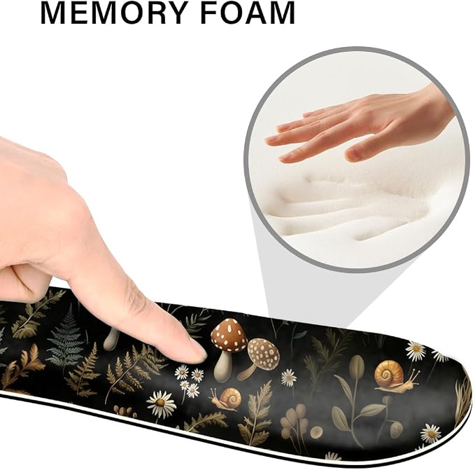 Desk Pad and Keyboard Wrist Rest, Large Mouse Pad + Keyboard Pad+Mouse Wrist Support, Non-Slip Desk Mat Protector for Office, Home 31.5×11.8 Inches Mushroom - Image 4