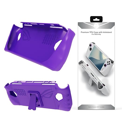 Premium TPU Case with Stand for ROG Ally Gaming Handheld, Protective Sleeve Cover Sweat-proof Anti-slip Case ROG Ally Protector (Purple) - Image 6