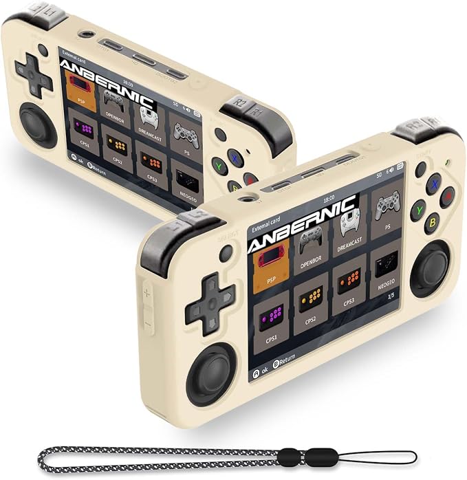 FIOPAZ for Anbernic RG35XX H Silicone Case, Soft Skin for RG35XXH Protective, Anti-Scratch Washable RG35xx H Handheld Game Console Case with Lanyard (Off White) by FIOPAZ